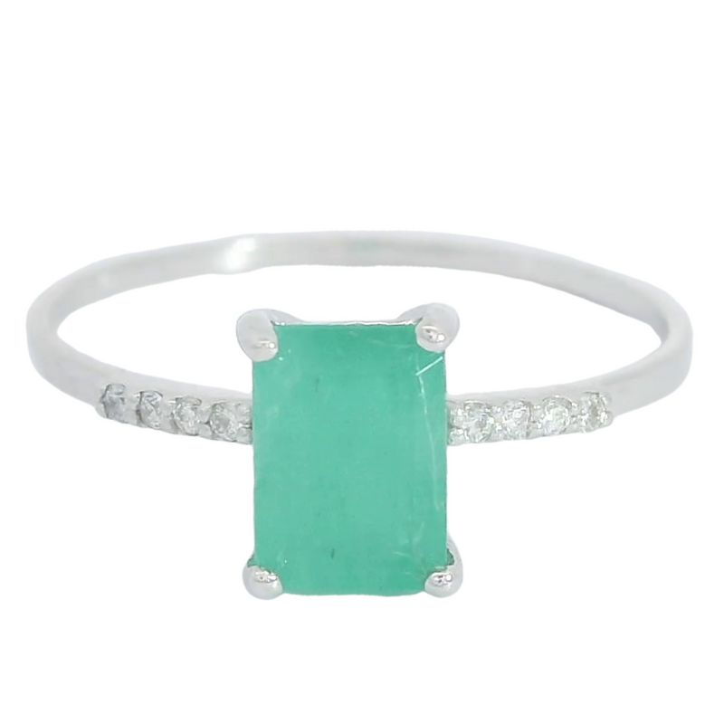 SORTIJA ORO BLANCO ESMERALDA 7x5MM1.10 CT 8 BRI.1MM H-SI-0.06CT