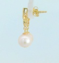 PENDIENTES CIRCONITAS Y PERLA CULTIVADA 7MM.9 KILATES