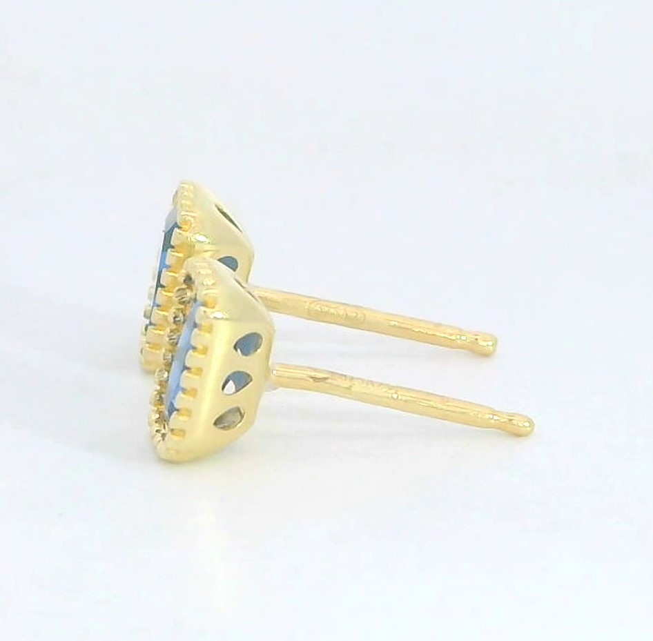 PENDIENTES CIRCONITA OCTOGONO COLOR AGUAMARINA DE 6x4MM.9 KILATES
