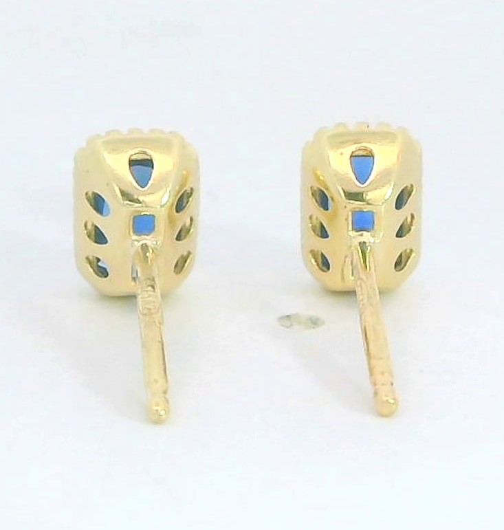 PENDIENTES CIRCONITA OCTOGONO COLOR AGUAMARINA DE 6x4MM.9 KILATES