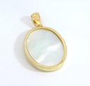 MEDALLA VIRGEN NIÑA OVAL  CON NACAR ,18x14 MM.9KILATES