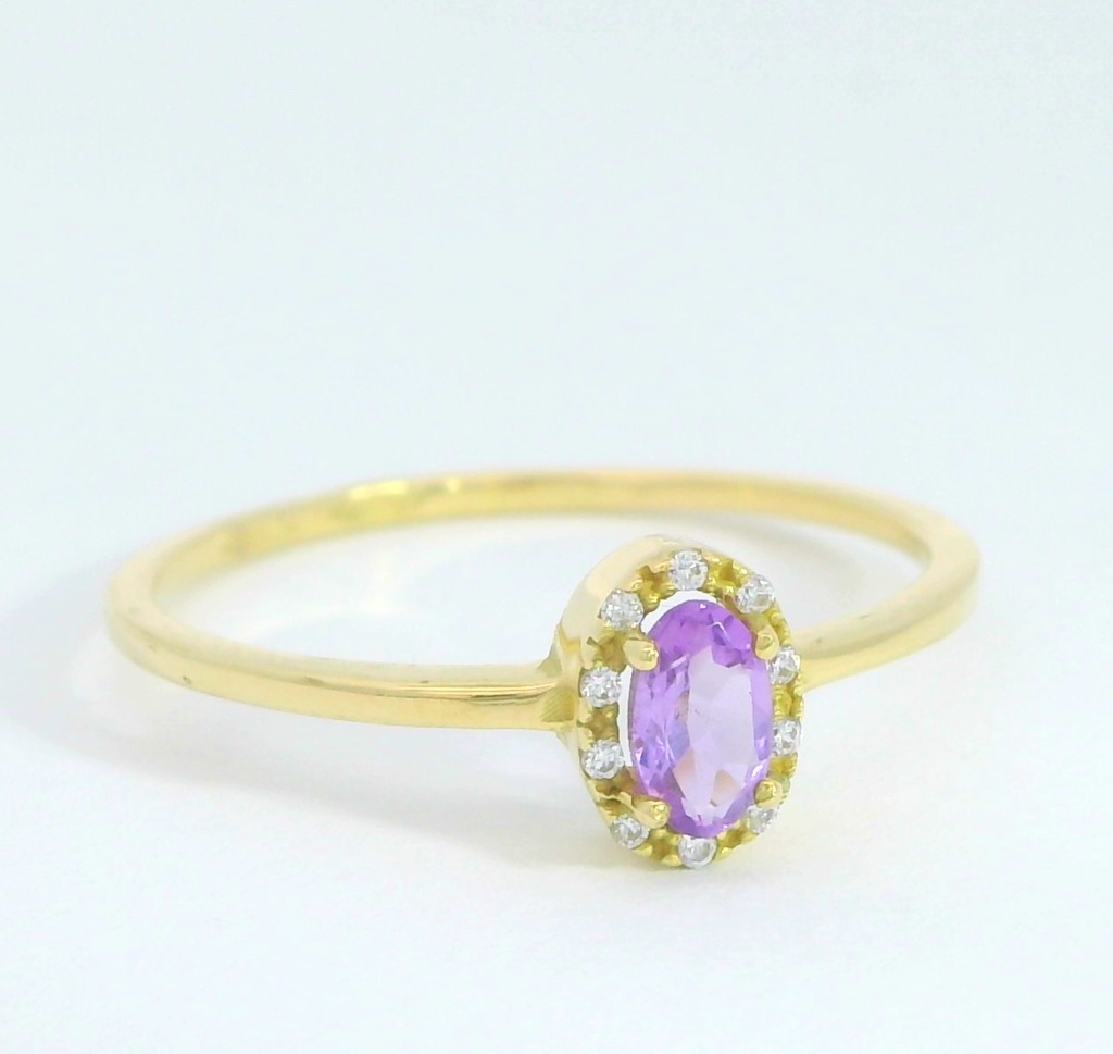SORTIJA CIRCONITAS Y AMATISTA OVAL DE  5x3 MM.