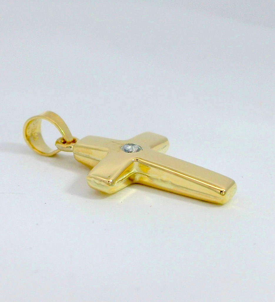 CRUZ LISA SIN CRISTO CON CIRCONITA .19x10MM.9 KILATES