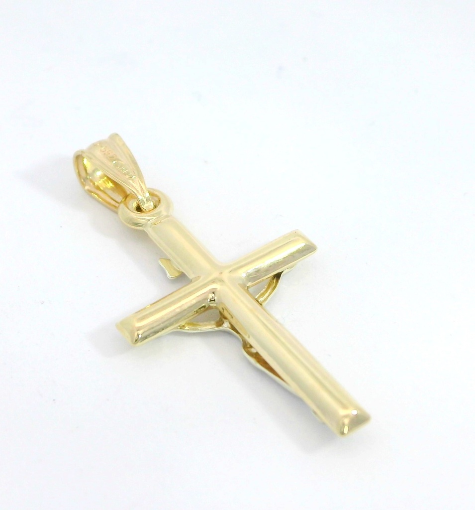 CRUZ LISA CON CRISTO BICOLOR .9 KILATES
