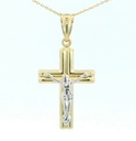 CRUZ  CON CRISTO BICOLOR .23x15MM.9 KILATES