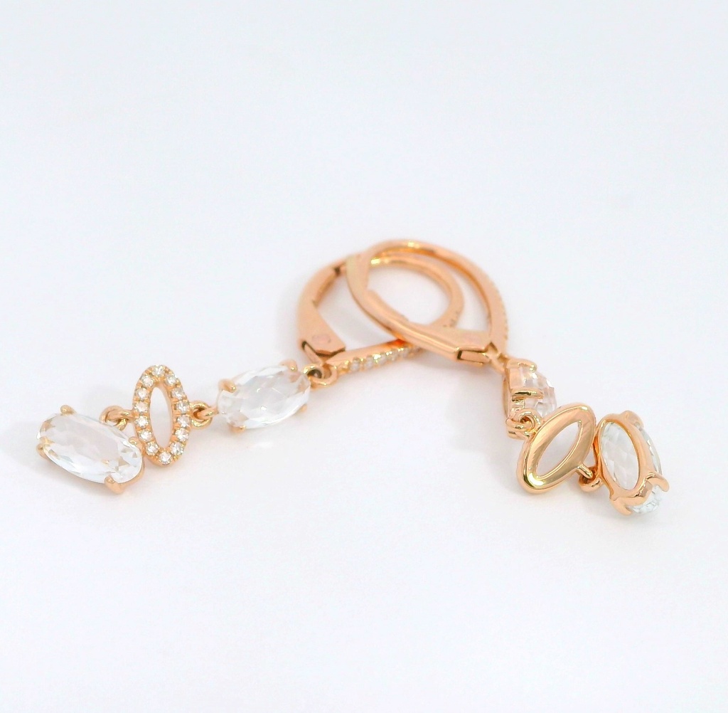 PENDIENTES ORO ROSA  BRILLANTES Di 50 RD 0.12 CT.TW TOPACIO 4MM.