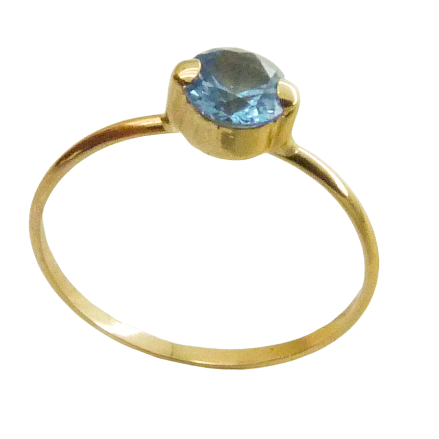 5MM AQUAMARINE COLOR ROUND CZ RING.