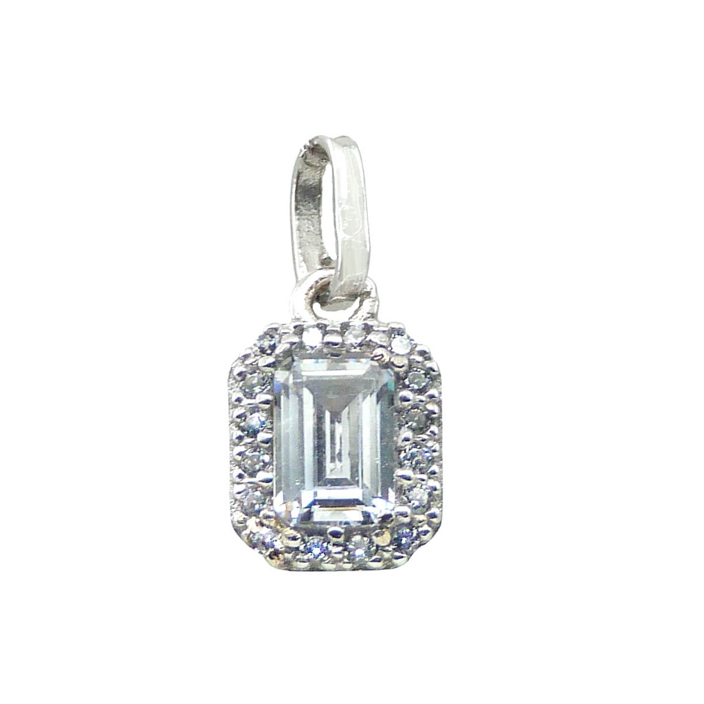 11x17MM SQUARE WHITE GOLD PENDANT WITH CZ.