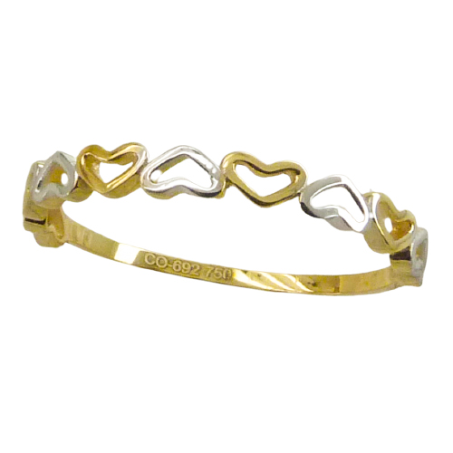 TWO TONE GOLD HEARTS RING.
