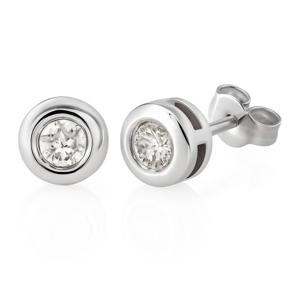 CHATÓN ORO BLANCO 6'5MM, BRILLANTES H-SI DE 3MM 0.22 CT TW