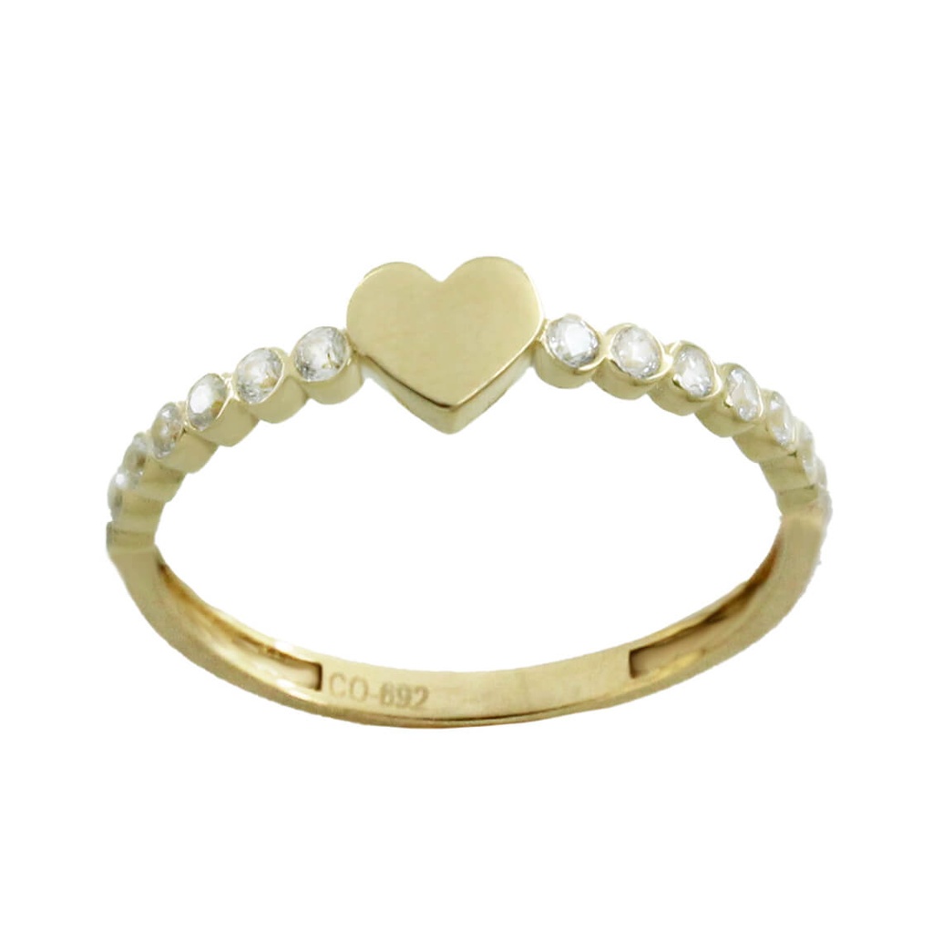 HEART RING WITH ROUND CZ.