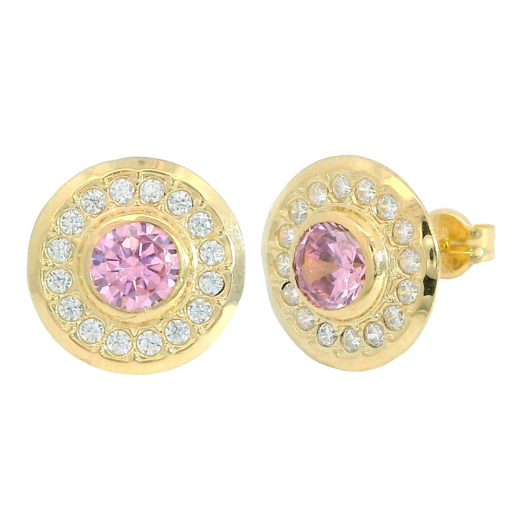 PENDIENTES MICROENGASTE CON CIRCONITA ROSA.11MM.