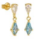 PENDIENTES COMETA PIEDRA COLOR AGUAMARINA DE 7x4MM.12MM.
