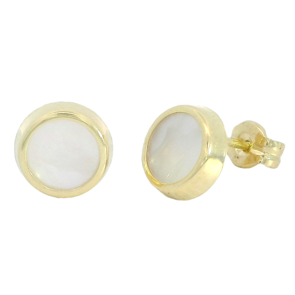 6MM ROUND MOTHER OF PEARL EARRINGS.BUTTERFLY CLASP.