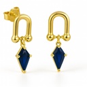 PENDIENTES ESLABON COMETA PIEDRA COLOR ZAFIRO DE 7x4MM.11MM.