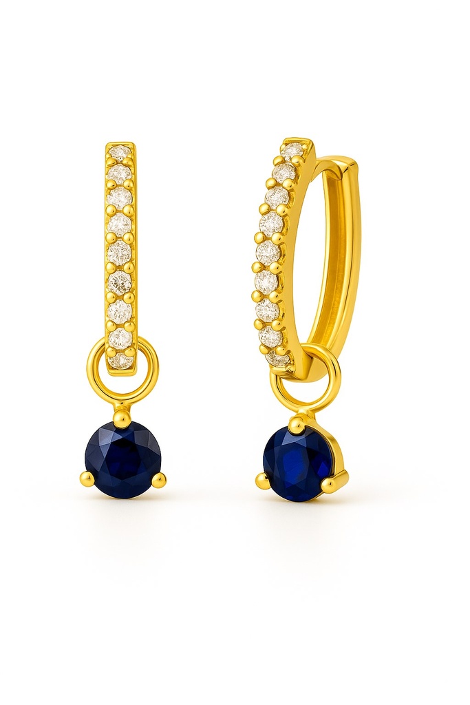 PENDIENTES ARO DESMONTABLE ZAFIRO 3MM Y CIRCONITAS.17x1'5MM.