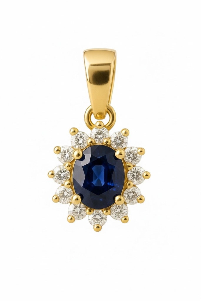 4x3 MM SHAPPIRE AND CZ PENDANT.