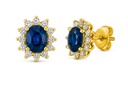 PENDIENTE ROSETON  ZAFIRO DE  4x3MM Y CIRCONITAS.