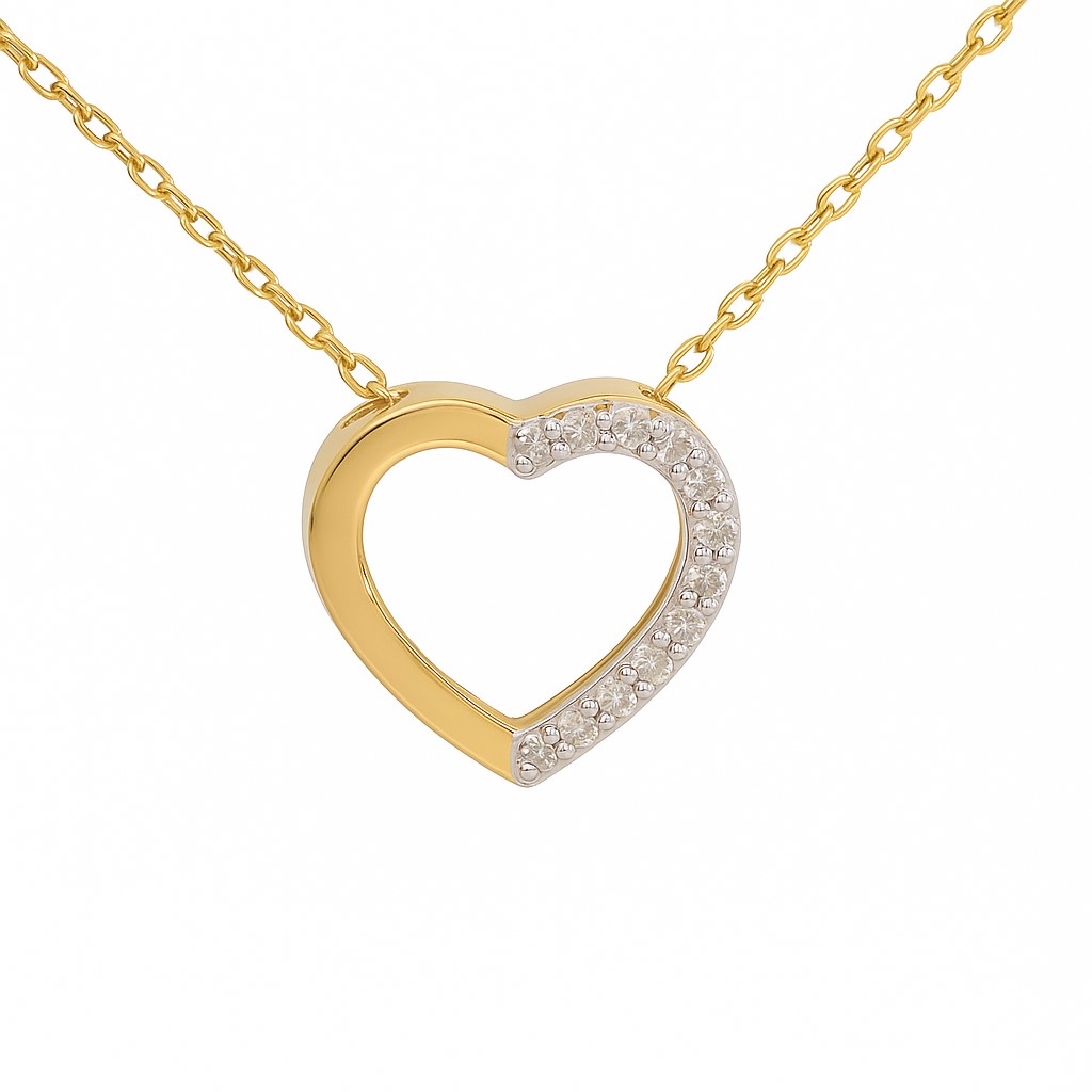 GARGANTILLA CORAZÓN 11x9MM 11 BRILLANTES 0.04 CT TW  H-SI.CADENA 45CM.