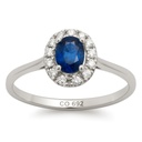 SORTIJA ZAFIRO OVAL 5x4MM(0.25CT ) Y BRILLANTES 0.12 CT TW H-SI.