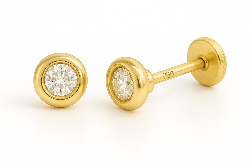 PENDIENTES CHATON CIRCONITA DE  3MM. PRESION.