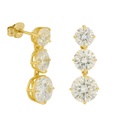 18MM THREE CZ DANGLING EARRINGS.