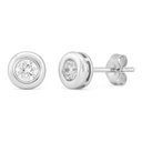 6MM STUD DIAMOND BEZEL WHITE GOLD EARRINGS.DIAMONDS H-SI 0.50 CT TW.
