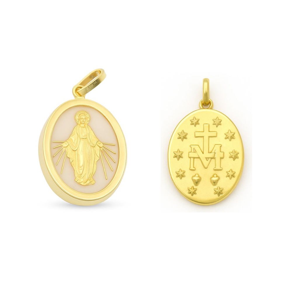 MEDALLA VIRGEN MILAGROSA OVAL  CON NÁCAR 8X10MM.
