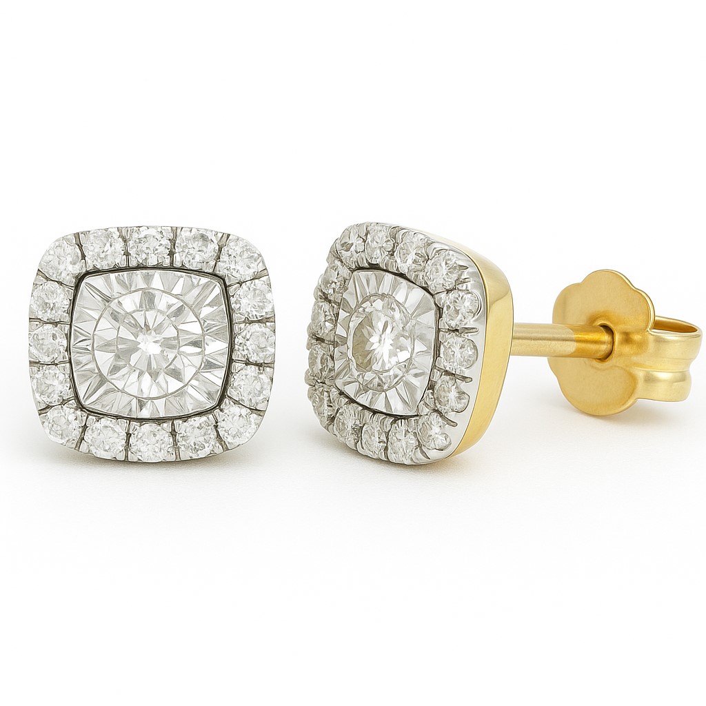 DIAMOND STUD EARRINGS.QUALITY SI.COLOR H.0.21 CT TW