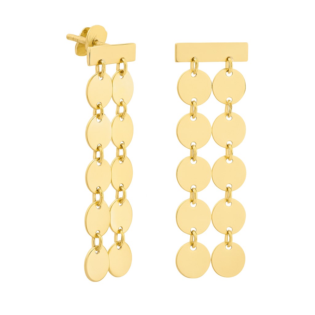 20x8MM CIRCLES DANGLING EARRINGS.PUSHBACK
