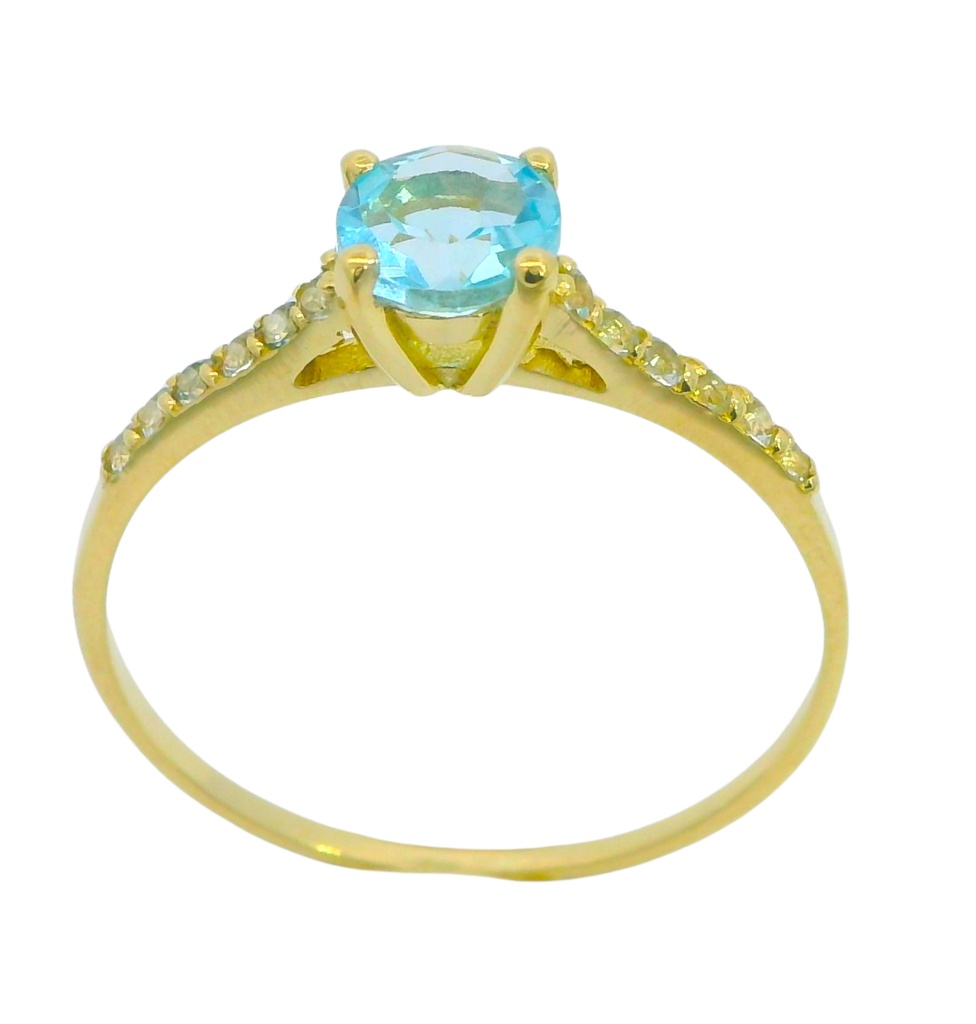 SOLITARIO GARRA PIEDRA TOPACIO AZUL NATURAL SEMI PRECIOSA5MM Y TOPACIOS  EN BRAZO