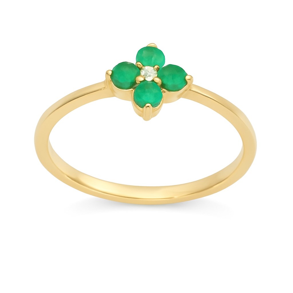 SORTIJA  BRILLANTES DI 1RD 0.01 CT 4 ESMERALDA 0.038 CT TW TW