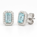 PENDIENTES AGUA MARINA 6x4MM( 0.54 CT TW) Y BRILLANTES  1.024 DI 64 RD SI 0.14 CT TW