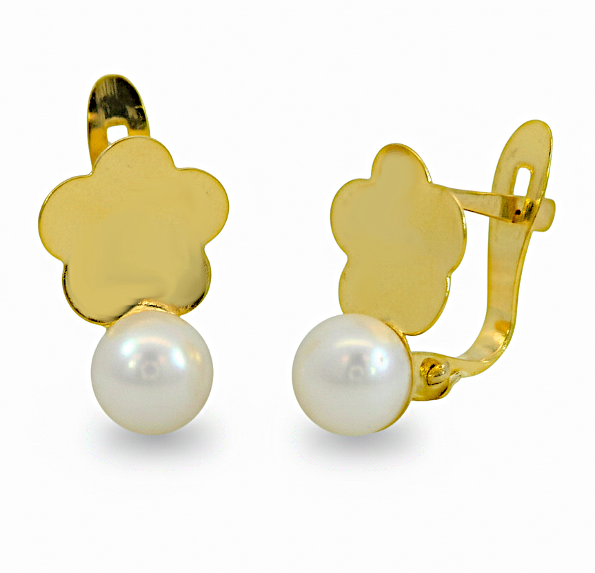 PENDIENTES COMUNION FLOR Y  PERLA.CATALAN