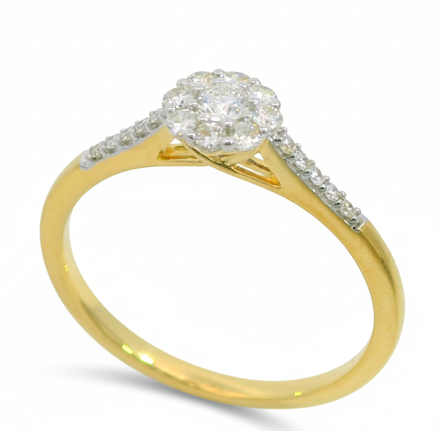 TWO TONE GOLD DIAMOND RING. QUALITY SI.COLOR H.0.26 CT TW