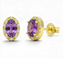 PENDIENTES OVAL 5x3 AMATISTA SEMIPRECIOSA 7MM.PRESION