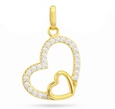 14x13MM DOUBLE HEART PENDANT WITH CZ.9 KARAT GOLD