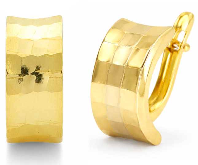 MEDIOS AROS TALLADOS  CIERRE  CATALAN.13x7MM. 9KILATES