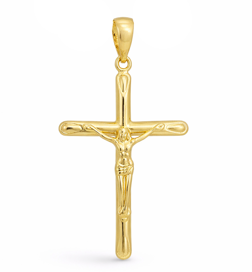 CRUZ  CON CRISTO 32x19MM.9 KILATES