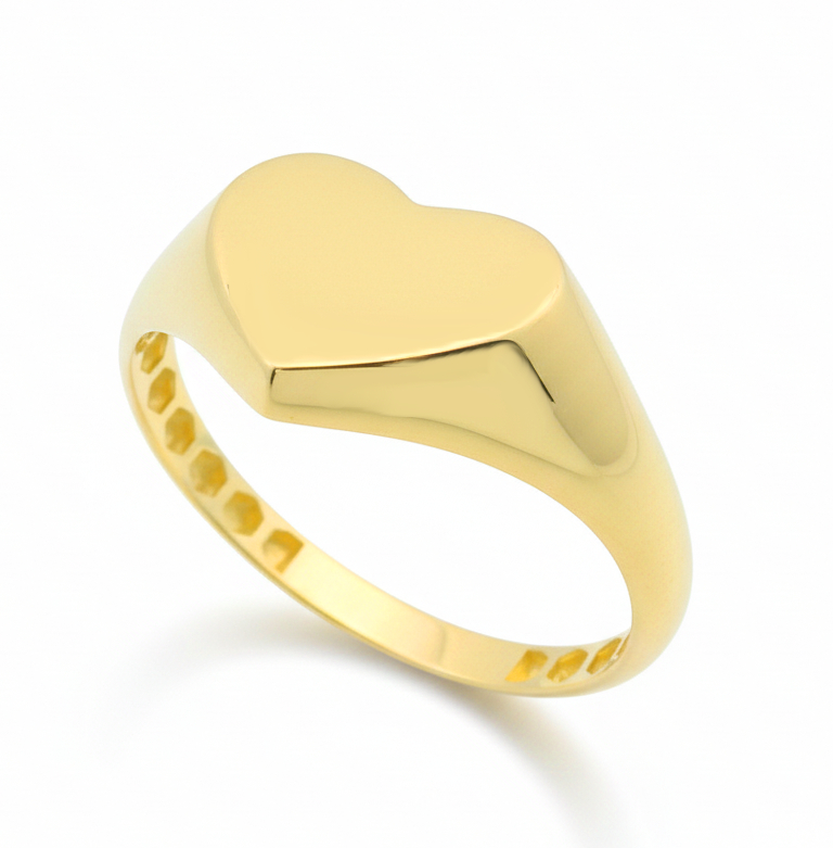 9 KARAT GOLD  HEART SIGNET RING