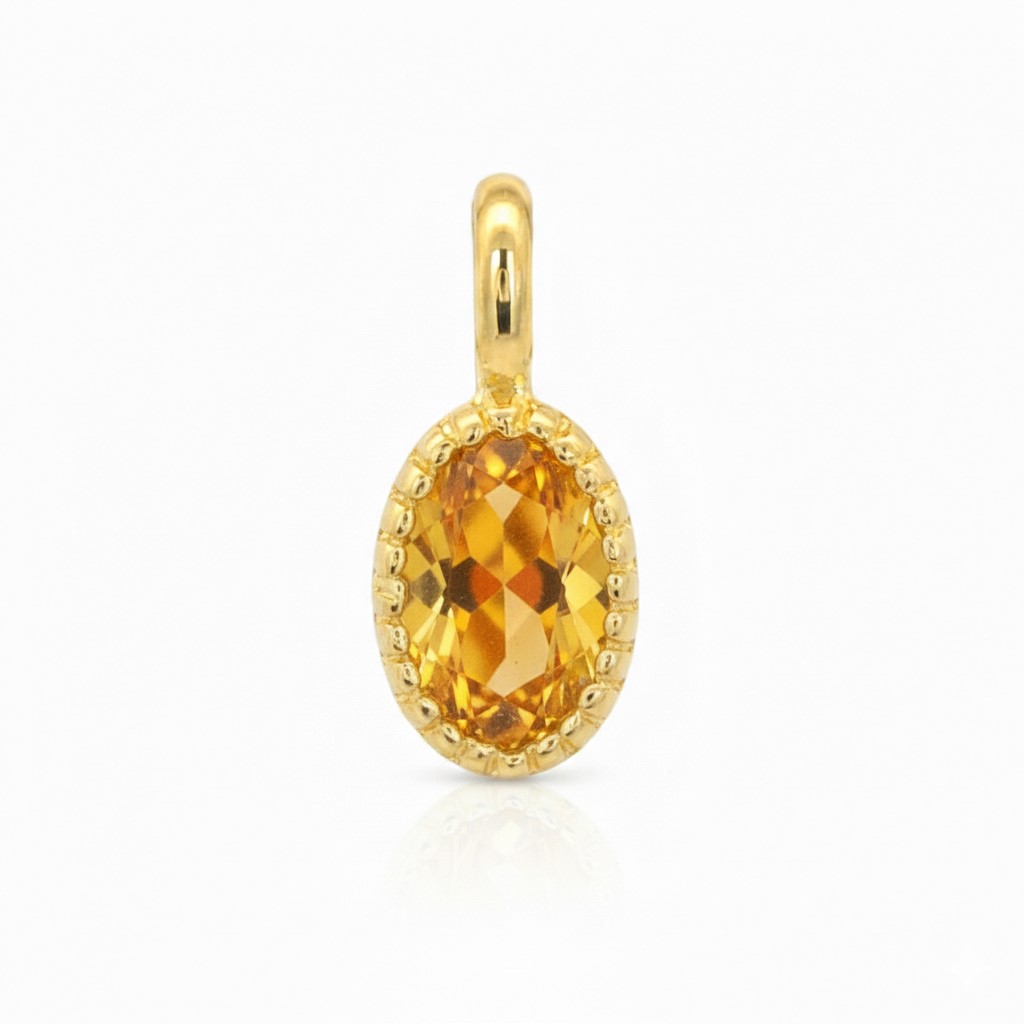 COLGANTE OVAL 6x4MM COLOR CITRINO.9 KILATES