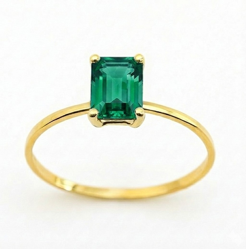 SORTIJA ESMERALDA NATURAL  7x5MM