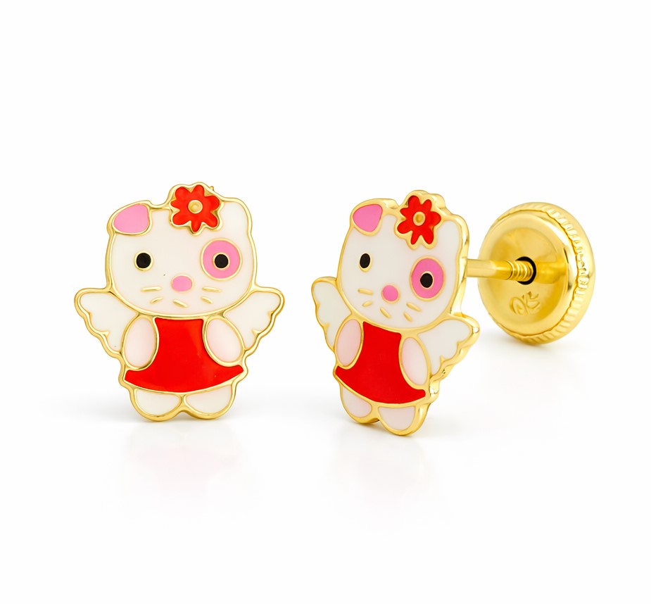 PENDIENTES SPOTTY ESMALTE .ROSCA.6MM
