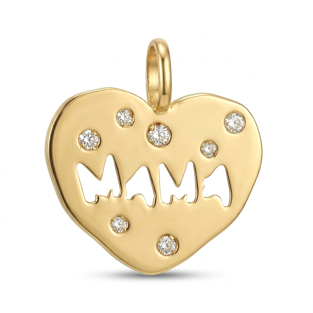 14x15MM MUM HEART PENDANT WITH CZ