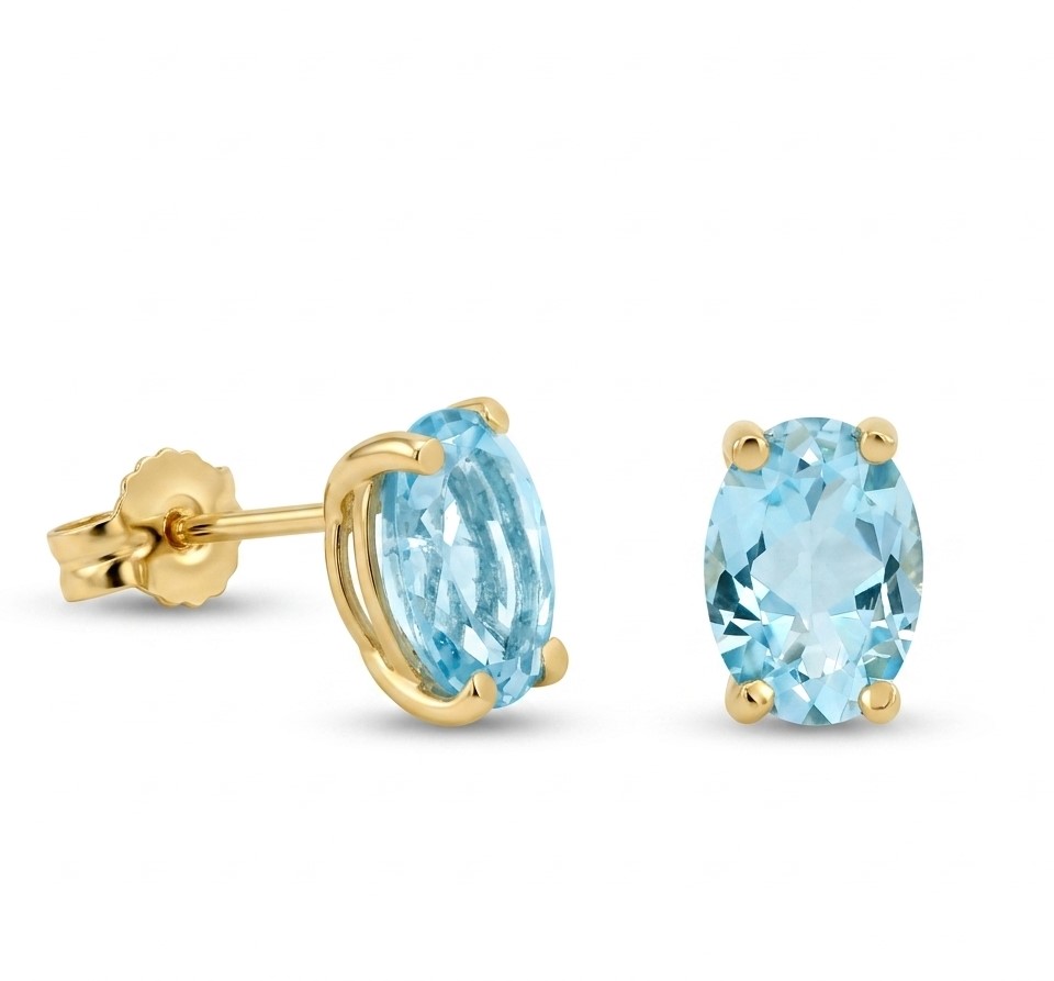 PENDIENTES TOPACIO AZUL OVAL 7x5MM.PRESION