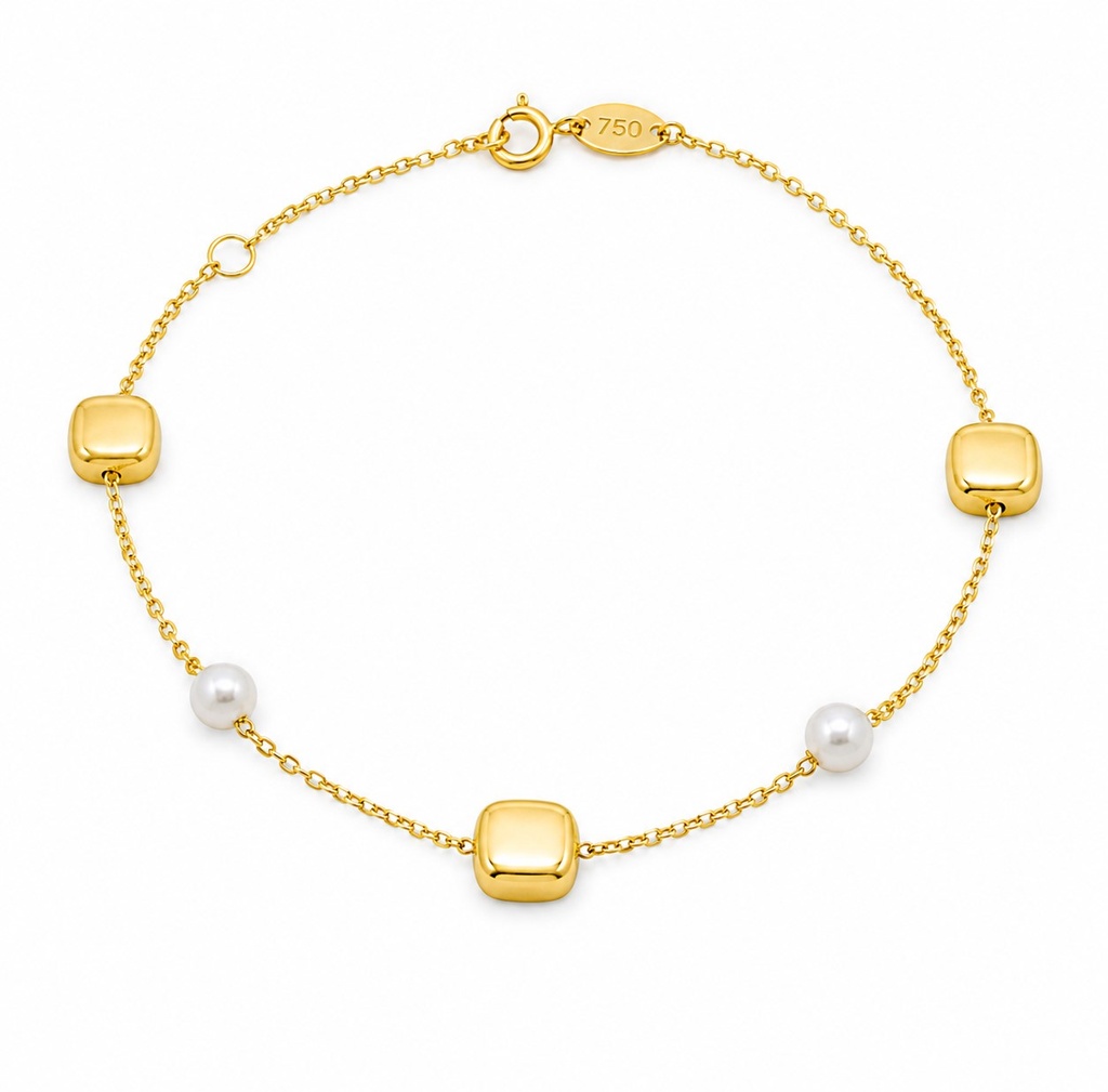 PULSERA CIRCONITAS BOLAS CUADRADO .9KILATES