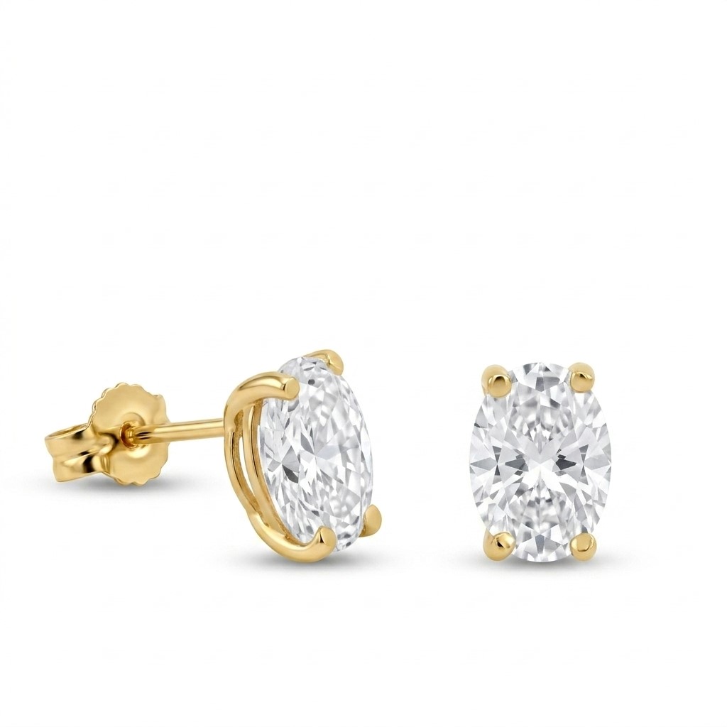 7x5MM WHITE TOPAZ STUD EARRINGS.9 KARAT