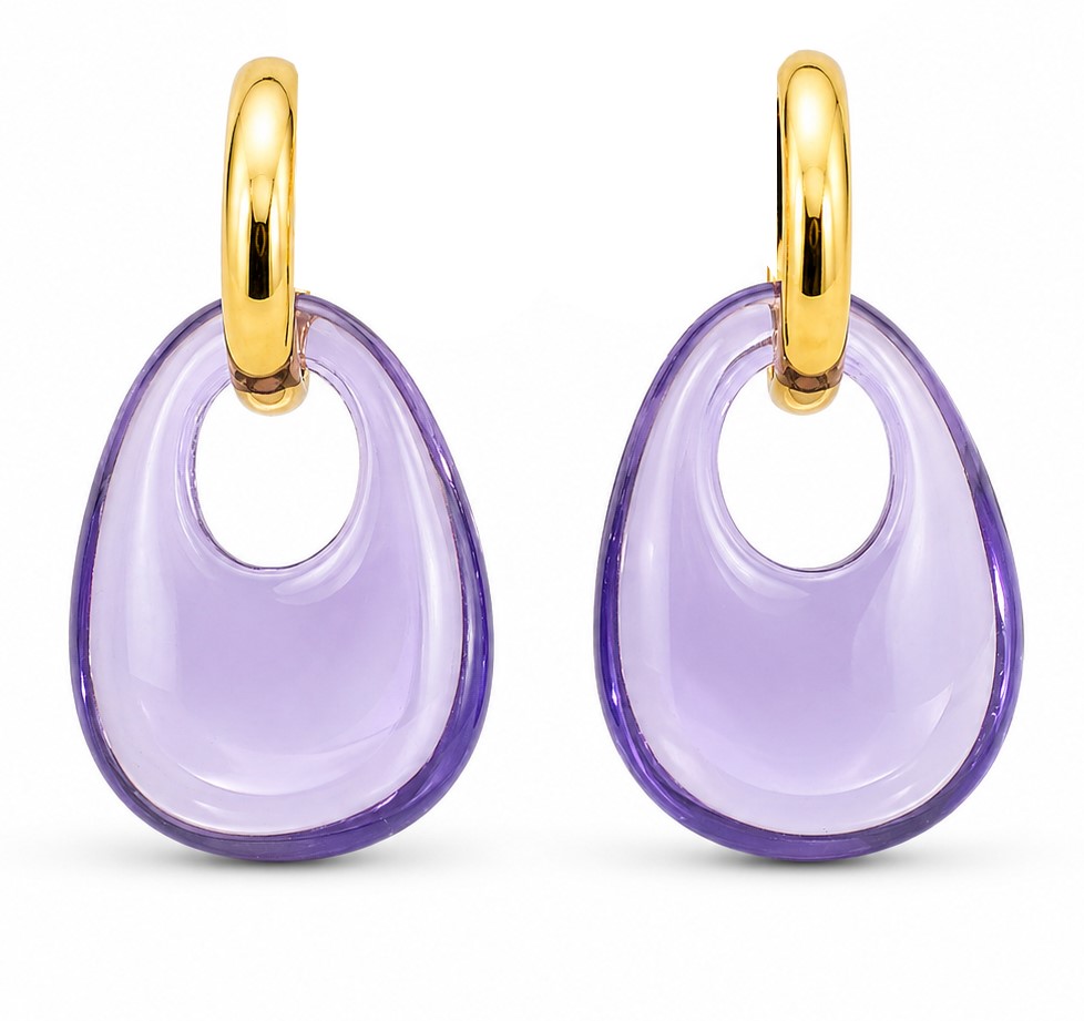 PENDIENTES COLOR AMATISTA .24MM.9 KILATES