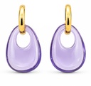 9 KARAT GOLD DANGLING EARRINGS.AMETHIST COLOR.24MM