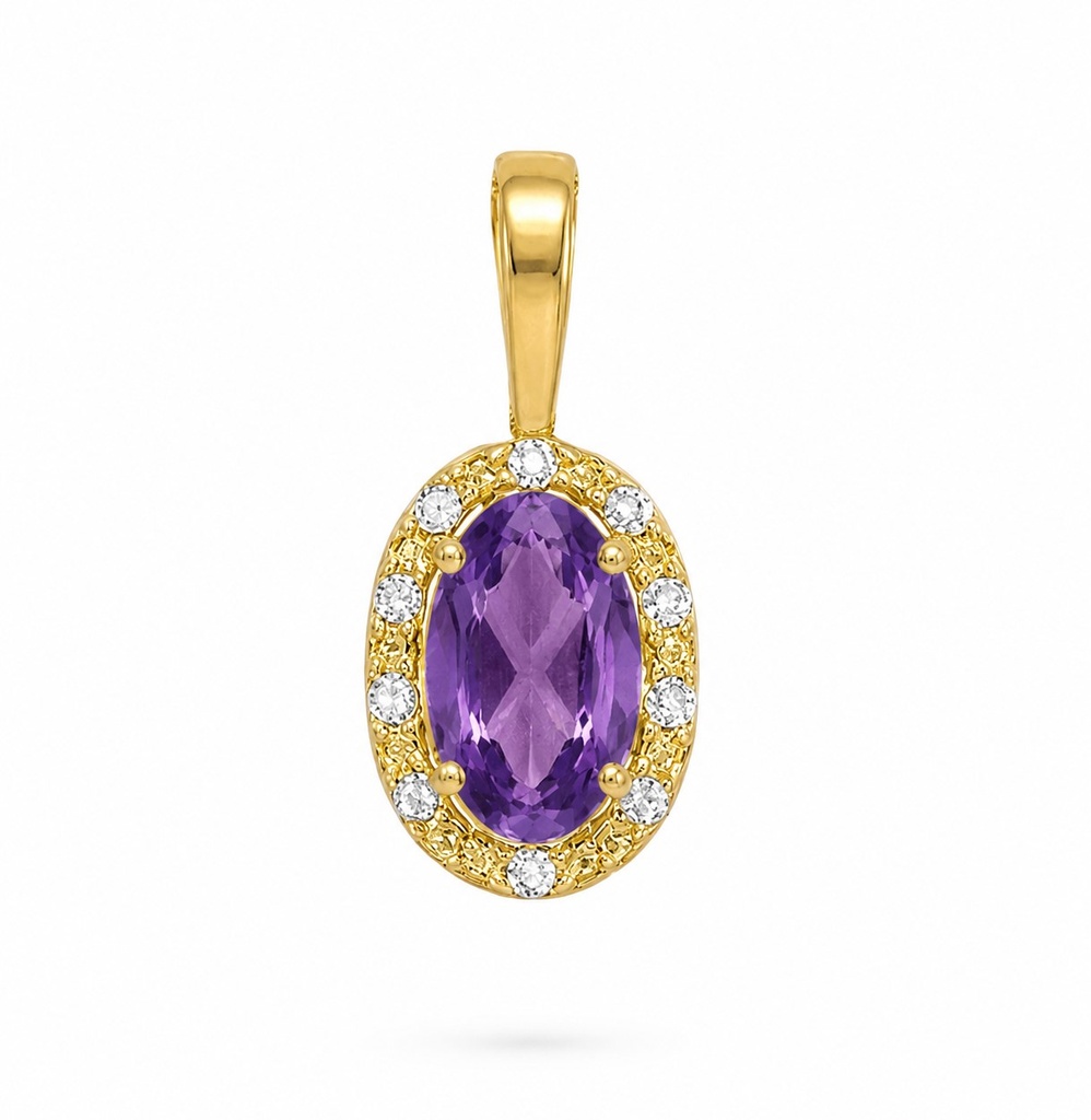 COLGANTE OVAL  AMATISTA SEMIPRECIOSA DE 5x3MM Y CIRCONITAS